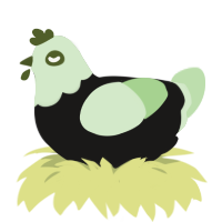 A sable and gluppy chicken with a head pattern