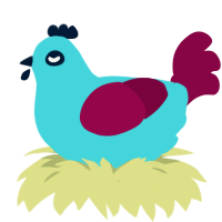 Sour Skittle, a aqua and maroon chicken