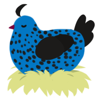 Poison Dart Frog, a sapphire and sable chicken with a speckle pattern