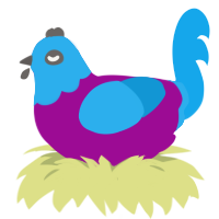 Awful Tooter, a plum and sky chicken with a head pattern