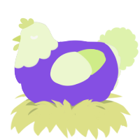 2 from xyy, a blurple and apple chicken with a head pattern