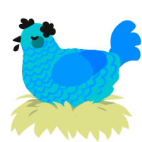 A teal and sapphire chicken with a lace pattern