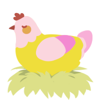 Knock Off, a yellow and lavender chicken with a head pattern