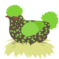 A bark and grass chicken with a speckle pattern