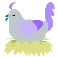 CaPullet, a silver and lilac chicken with a half-lace pattern