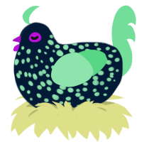 Fluorescent, a tumblr and spring chicken with a speckle pattern
