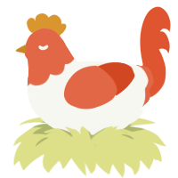 (unnamed), a white and vermilion chicken with a head pattern
