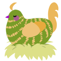 Cactus Flower, a chartreuse and honey chicken with a bar pattern