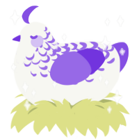 Precious, a white and blurple chicken with a half-lace pattern