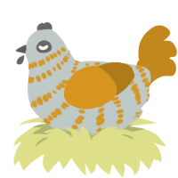 A silver and ochre chicken with a bar pattern
