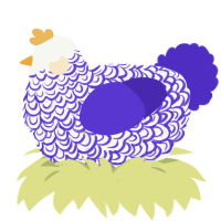 A white and indigo chicken with a double-lace pattern