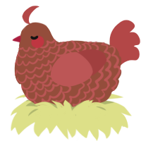 StrwBrry Chco Msse, a russet and red chicken with a lace pattern