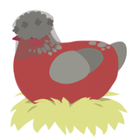 Soldier, a red and ash chicken with a neck-speckle pattern