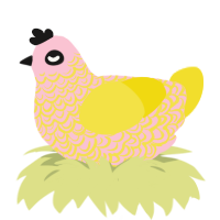 plucked, a rose and yellow chicken with a double-lace pattern