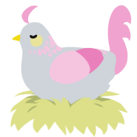 Cherish, a mist and pink chicken with a neck-speckle pattern