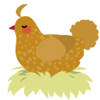 Hashbrown, a ochre and gold chicken with a speckle pattern