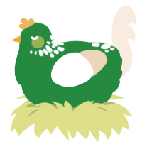 (unnamed), a viridian and cream chicken with a neck-speckle pattern