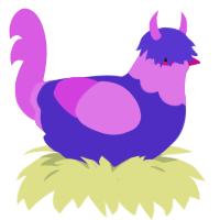 Pepto Abysmal, a indigo and orchid chicken with a head pattern