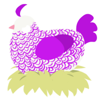 Sugar Plum Fairy, a white and amethyst chicken with a double-lace pattern