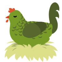 A chartreuse and olive chicken with a half-lace pattern
