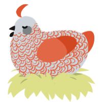 A mist and vermilion chicken with a double-lace pattern