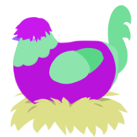 A amethyst and spring chicken with a head pattern