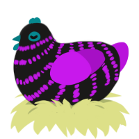 A sable and amethyst chicken with a bar pattern