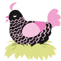 Hermia, a sable and pink chicken with a lace pattern