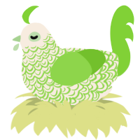 green thing, a cream and grass chicken with a double-lace pattern