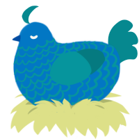 A sapphire and teal chicken with a lace pattern