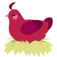 Cordial, a crimson and maroon chicken