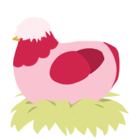 frambuesa, a rose and crimson chicken with a head pattern