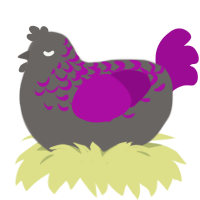 very dusty grape-, a grey and plum chicken with a half-lace pattern