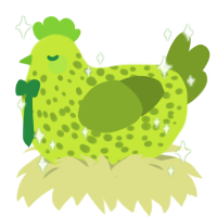 Citronette, a lime and chartreuse chicken with a speckle pattern