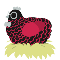 A sable and crimson chicken with a lace pattern