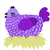 Chonklyy, a lilac and violet chicken with a lace pattern