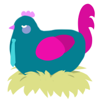 Hatsune Chicku, a sea and fuchsia chicken