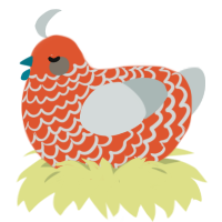 350, a vermilion and silver chicken with a lace pattern