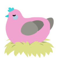 Drip, a pink and ash chicken
