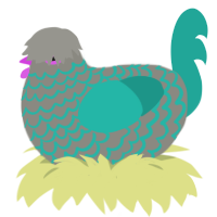 A ash and turquoise chicken with a lace pattern