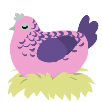 A pink and overcast chicken with a half-lace pattern