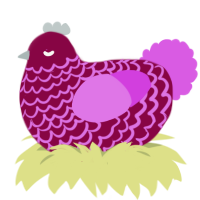 A maroon and orchid chicken with a lace pattern