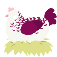 A white and wine chicken with a half-lace pattern
