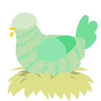 A gluppy and spring chicken with a bar pattern
