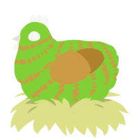 A grass and gold chicken with a bar pattern