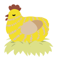 A yellow and beige chicken with a bar pattern