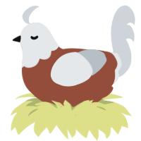 Choccy marshmallow, a russet and mist chicken with a head pattern