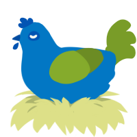 A sapphire and chartreuse chicken