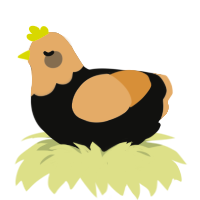 A black and beige chicken with a head pattern
