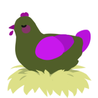 grin, a olive and amethyst chicken
